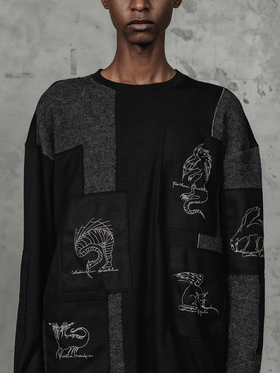 PATCHED BEASTS SWEATER